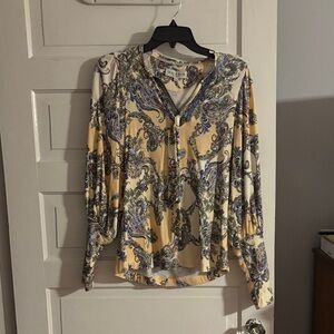 Hale Bob Women's Paisley Print Blouse - Cream and Blue